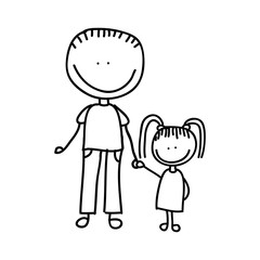 father with daughter drawing isolated icon design