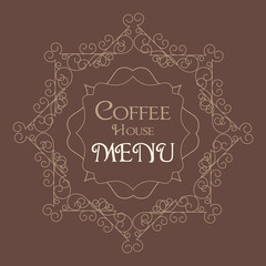Coffee Retro Design wit florish border