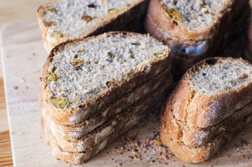 Delicious homemade bread sliced