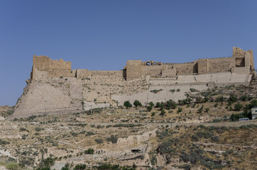 Fototapeta na wymiar View to the crusader castle Kerak (Al karak) in Jordan