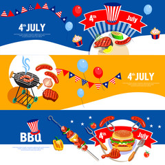Fototapeta premium Independence Day Celebration BBQ Banners Set