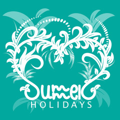 Summer typographic design. Hand drawn lettering elements. Summer holidays background. Vector illustration