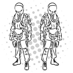 Pilot im Fielgeranzug Ganzkörper Ansicht, Skizze