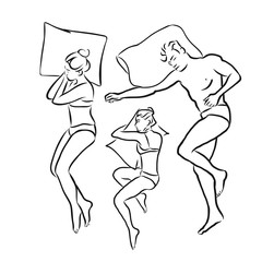 Mann und Frau schlafen schematisch Illustration