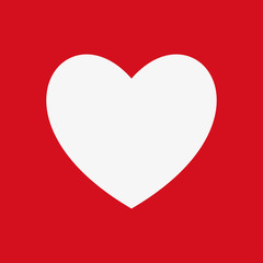 Heart Icon isolated on a red background, vector illustration for web design