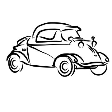 Vintage Concept Car Outline Sketch
