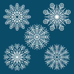 graphic winter set of snowflakes