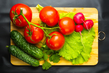 stilllife - tomatoes, cucumbers, lettuce