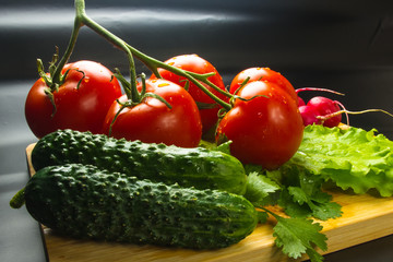 stilllife - tomatoes, cucumbers, lettuce