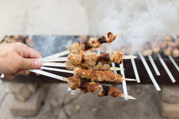 grilled skewers on the grill