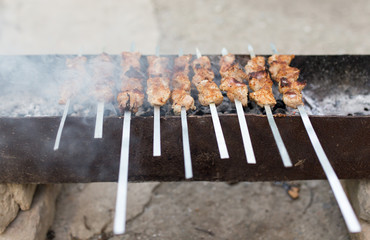 grilled skewers on the grill