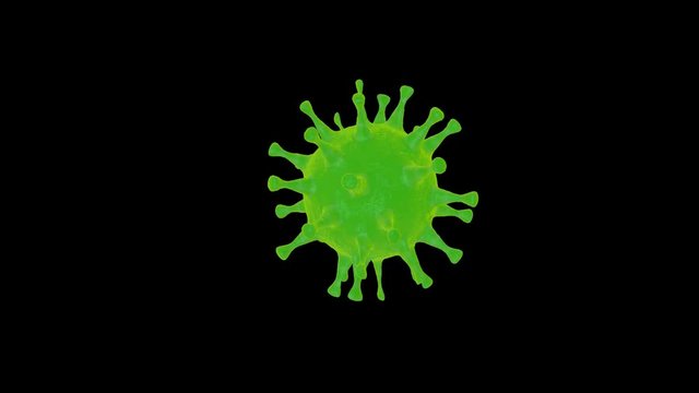 Virus dreht sich vor schwarzem Hintergrund - Loop 4K 3D Animation