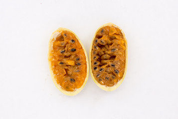 Latin American fruit: banana passionfruit Passiflora tripartita), tumbo, curuba, taxo).