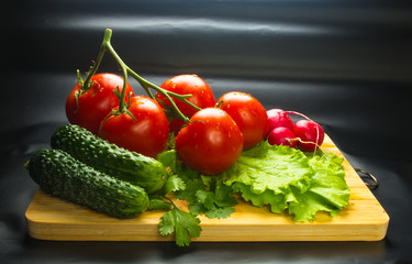 stilllife - tomatoes, cucumbers, lettuce