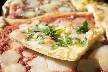 pizza with  arugula mozzarella and salmon