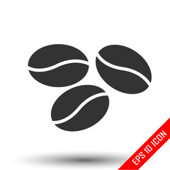 Coffee beans icon. Simple flat logo of coffee beans on white background. Vector illustration.