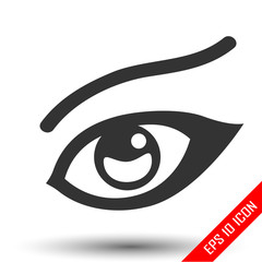 Woman's eye icon. Simple flat logo of female eye on white background. Vector illustration.