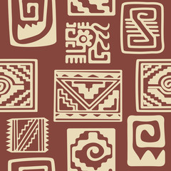 Seamless pattern with American Indians relics dingbats characters for your design