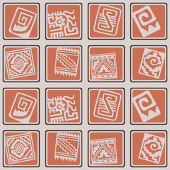 Fototapeta premium Seamless pattern with American Indians relics dingbats characters for your design