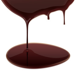 Melted hot chocolate leaking on white background. Vector illustration