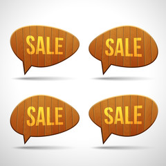 Set of wooden sign speech bubbles