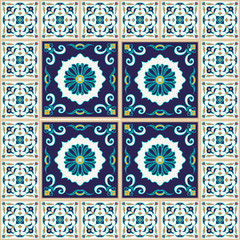 Vector seamless texture. Beautiful colored pattern for design and fashion with decorative elements and borders