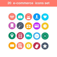 E-commerce icons set. Set of flat style shopping icons