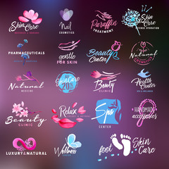 Beauty and cosmetics labels and stickers collection