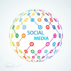 social media element icon sheme globe worldwide
