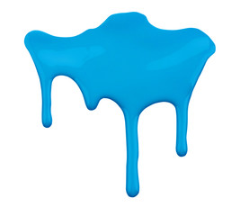 blue paint dripping isolated on white