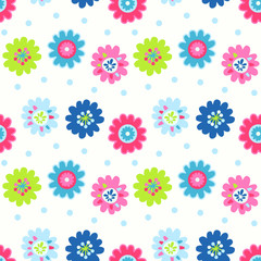 Cute seamless vector pattern with flowers