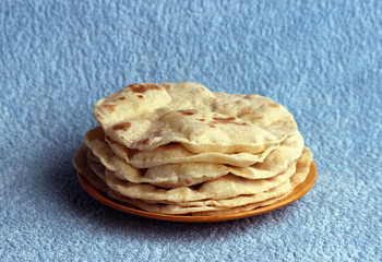 Indian chapatis stack of tortillas on a plate