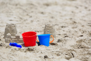 Fototapeta na wymiar kids play on beach concept