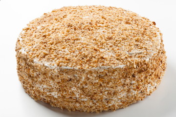 home baked cake close up isolated on white back ground