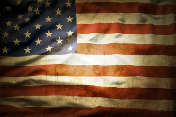 Old grungy American flag USA