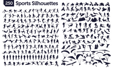 250 sport silhouettes - obrazy, fototapety, plakaty
