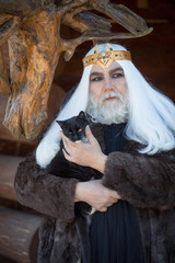 Old druid with cat