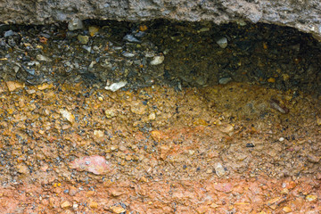 .Gravel layers of the road.