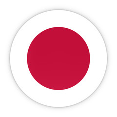 Japanese Flag Button - Flag of Japan Badge 3D Illustration