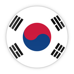 South Korean Flag Button - Flag of South Korea Badge 3D Illustration