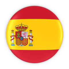 Obraz premium Spanish Flag Button - Flag of Spain Badge 3D Illustration