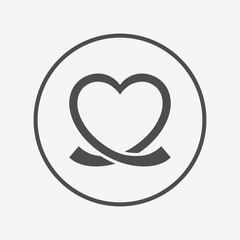 Heart ribbon sign icon. Love symbol.