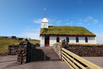 Old church in the countryside of the Faroe  Islands 
