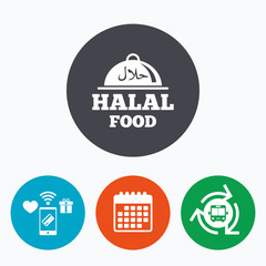 Halal food product sign icon. Natural food.