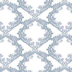 Vintage Floral Baroque ornament damask pattern. Elegant luxury texture for texture, fabric, wallpapers, backgrounds and invitation cards. Serenity blue color. Vector