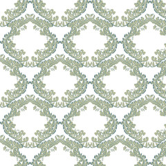 Vintage Floral Baroque ornament damask pattern. Elegant luxury texture for texture, fabric, wallpapers, backgrounds and invitation cards. Green color. Vector