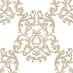 Vector Vintage Classic Damask Pattern element Imperial style. Ornate floral ornament for fabric, textile, design, wedding invitations, greeting cards, wallpaper. Gold color