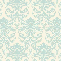 Foto auf Glas Vector floral damask baroque ornament pattern element. Elegant luxury texture for textile, fabrics or wallpapers backgrounds. Light green color © castecodesign