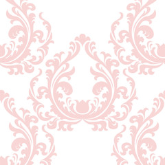 Vintage Floral ornament damask pattern. Elegant luxury texture for texture, fabric, wallpapers, backgrounds and invitation cards. Pink rose quartz color. Vector