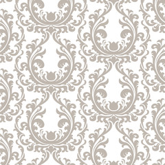 Vintage Floral ornament damask pattern. Elegant luxury texture for texture, fabric, wallpapers, backgrounds and invitation cards. Beige color. Vector